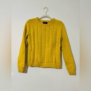 Lands' End Drifter Yellow Cable Knit Sweater